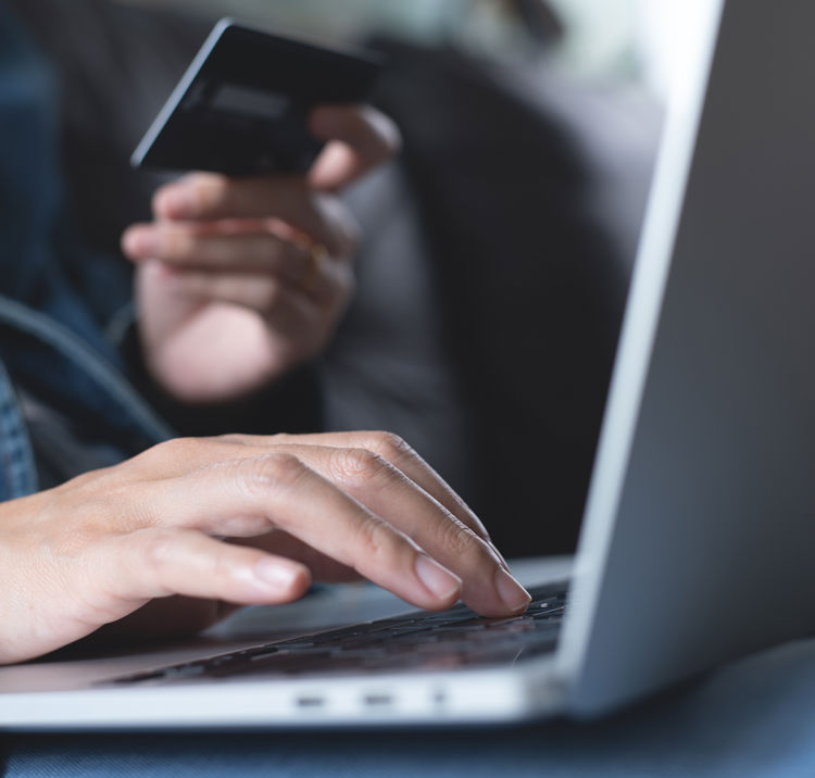 card payment on laptop