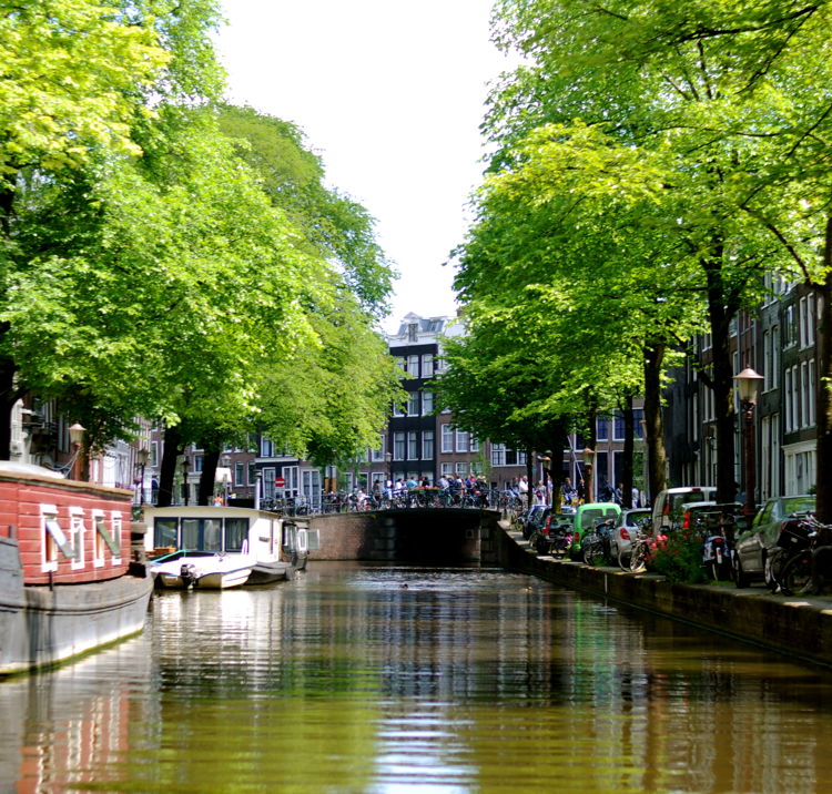 Mid shot of canal on a sunny day 
