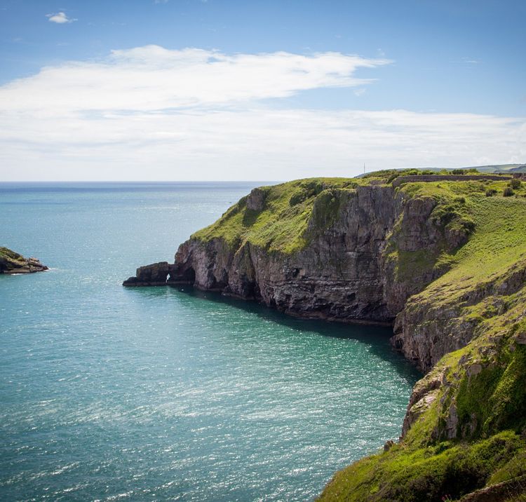 wide shot of British coastline