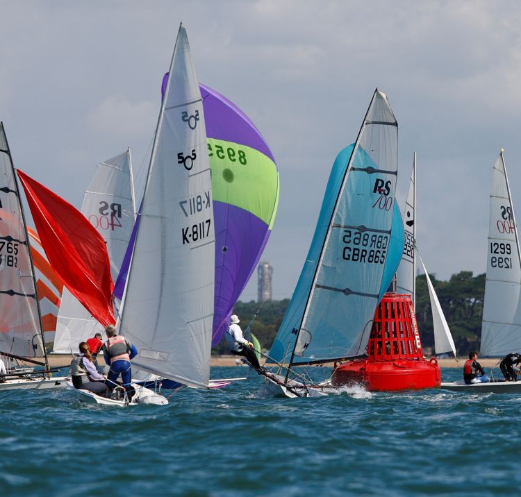 Dinghy Fleet Racing At Mark