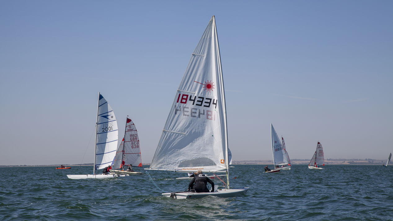 wide shot of a dinghy race