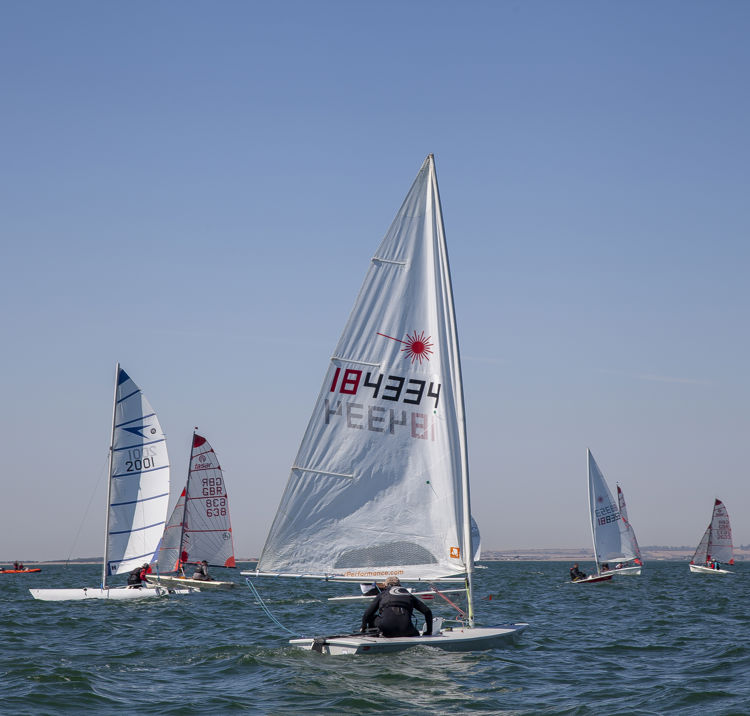 Wide shot of dinghy race