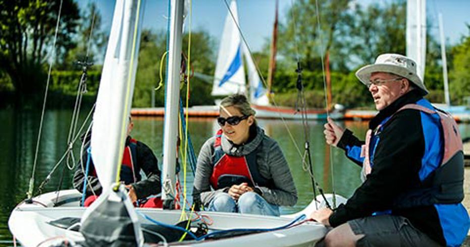 Close up of young sailor on a dinghy