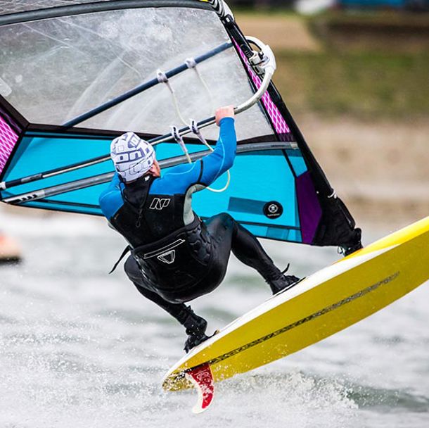 man windsurfing