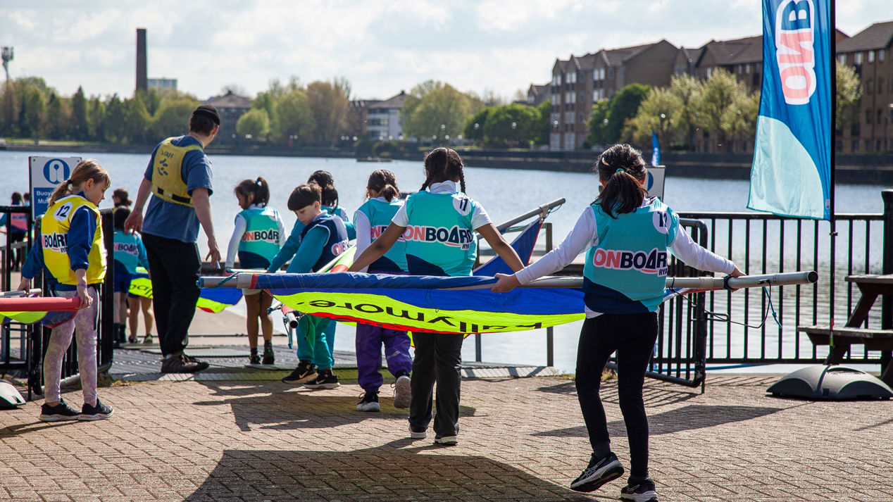 Children on the dock before getting in the water